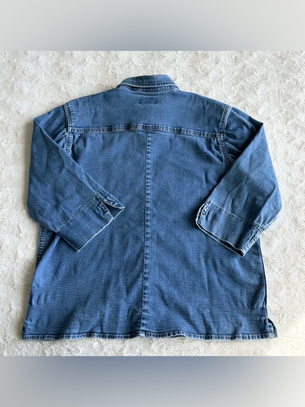 Vintage St Johns Bay Denim Shirt Womens Medium Blue 3/4 Sleeves Western Cowgirl - Picture 3 of 9